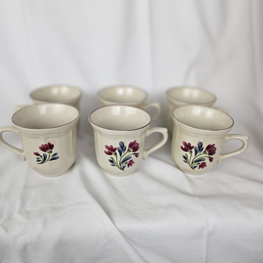 Country Fleur by TIENSHAN‎ Coffee Tea Cup Gray Lattice Flowers